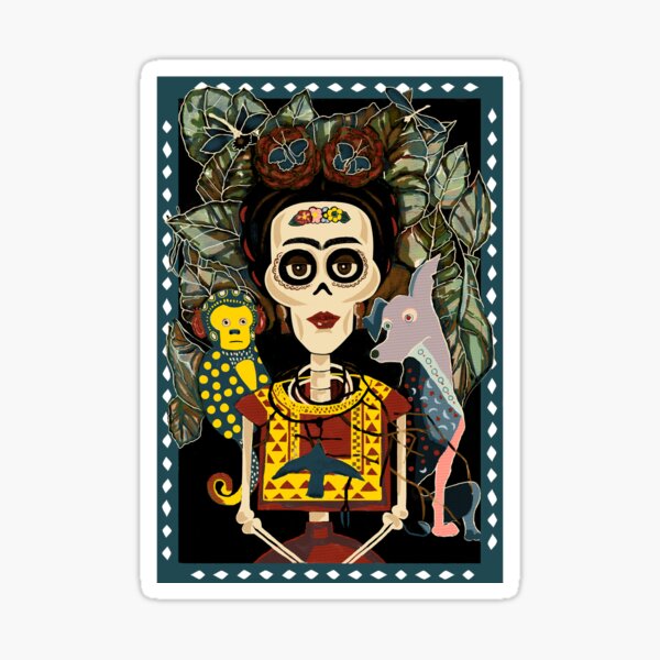 Autorretrato con Alebrijes Pegatina