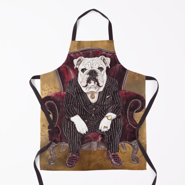 Item preview, Distinguished Bulldog in Suit: Opulent Gold-Themed Artwork - Perfect for Animal Lovers and Luxury Decor Enthusiasts designed and sold by David Balzen.