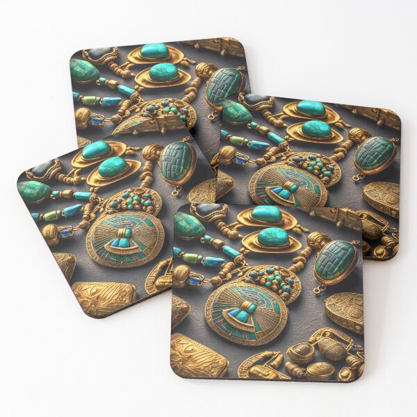 Item preview, The most beautiful gold jewelry studded with Pharaonic turquoise, an artistic painting designed and sold by Egyptian  Princess EG.