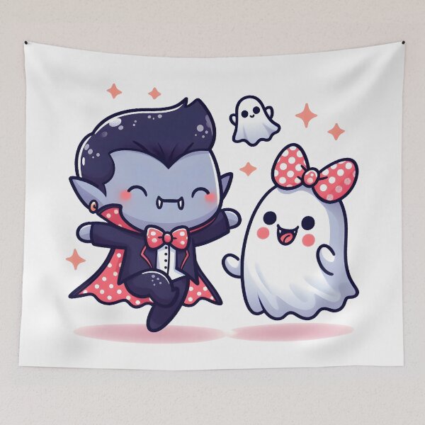 Item preview, Kawaii Whimsical Vampire With Polka Dot Bow designed and sold by CanvasCutie.