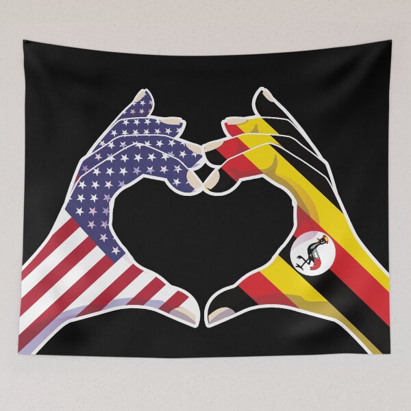 Item preview, Uganda Ugandan USA United States American America Love Heart Peace designed and sold by FlagX.