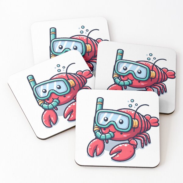 Item preview, Kawaii Lobster With Diving Goggles Wearing A Snorkel designed and sold by CanvasCutie.