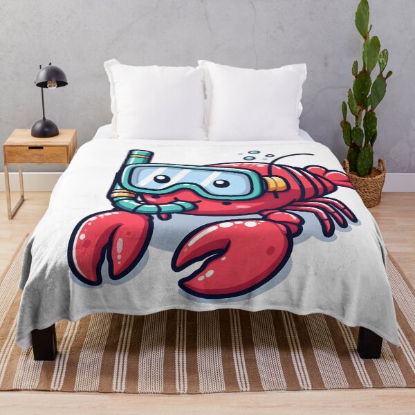 Item preview, Kawaii Lobster With Diving Goggles Wearing A Snorkel designed and sold by CanvasCutie.