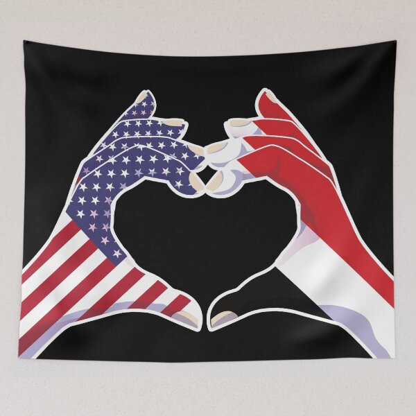 Item preview, Yemen Yemeni USA United States American America Love Heart Peace designed and sold by FlagX.