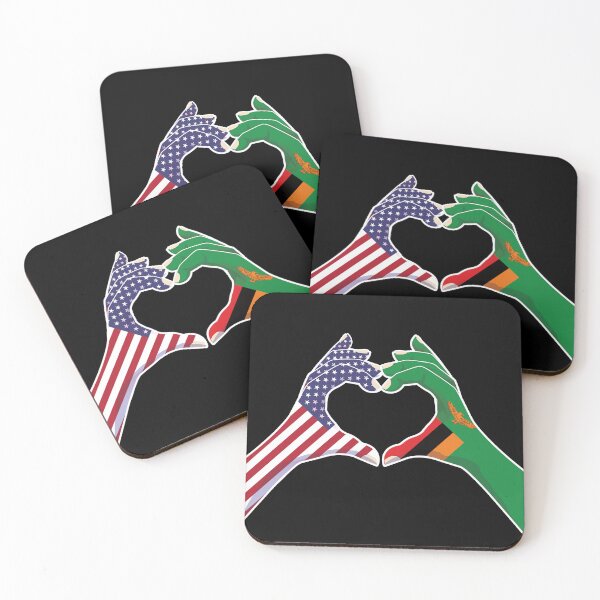 Item preview, Zambia Zambian USA United States American America Love Heart Peace designed and sold by FlagX.