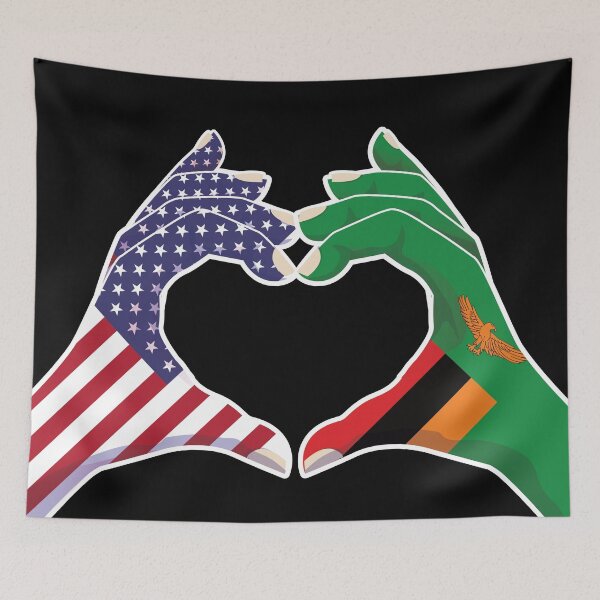 Item preview, Zambia Zambian USA United States American America Love Heart Peace designed and sold by FlagX.