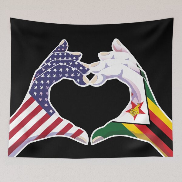 Item preview, Zimbabwe Zimbabwean USA United States American America Love Heart Peace designed and sold by FlagX.