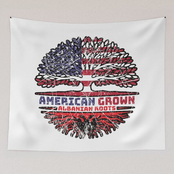 Item preview, Albanian Albania US American USA United States Tree Roots Flag designed and sold by FlagX.