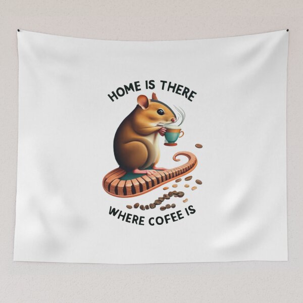 Item preview, home is where the coffee is cute small rodents designed and sold by BlueGoldArt.