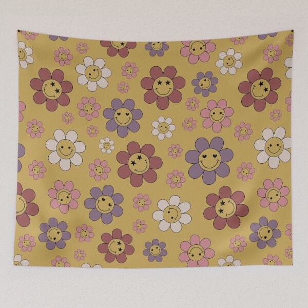 Item preview, Retro Mustard Yellow Happy Daisy Daze Pattern designed and sold by ClaudiaFlores.