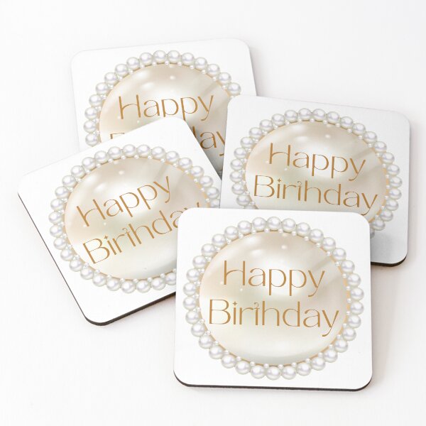 Item preview, happy birthday gold script white pearls designed and sold by mariana83.