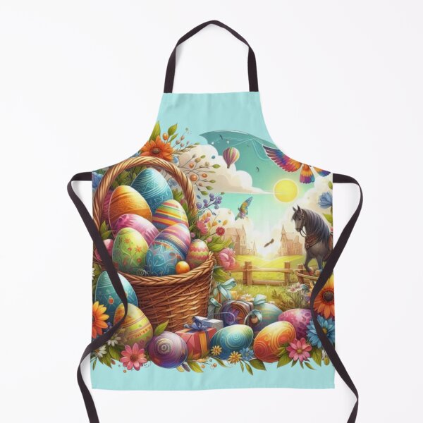 Item preview, Happy Easter basket with colorful Easter eggs, treats and flowers in the countryside designed and sold by JaroDesign2023.