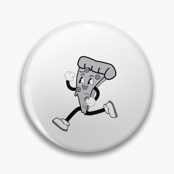 Item preview,  Retro Grey-scale pizza character badge designed and sold by TheOneTrueDoggo.