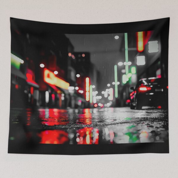 Item preview, Street city night, light bokeh, defocused background, no.3 black designed and sold by Gabi.Media.