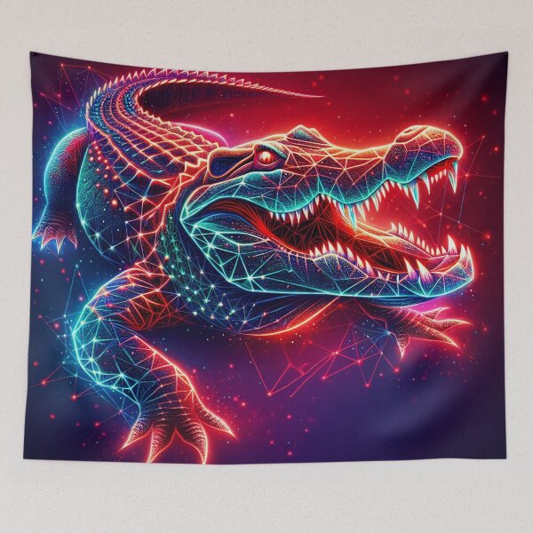 Item preview, Neon Polygonal Crocodile designed and sold by T-NeonSt.