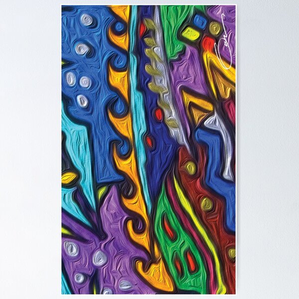 Whimsical sea view hand drawing with colorful flavors. Poster