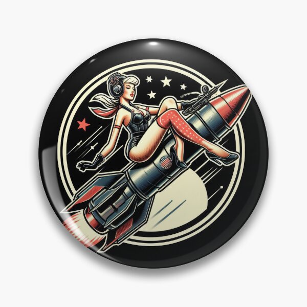Item preview, woman on rocket retro pin up  designed and sold by NEUMANN ArtWear Boutique.