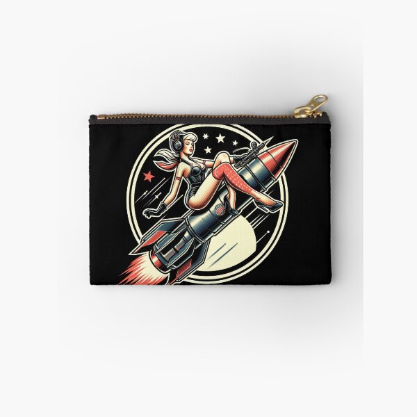 Item preview, woman on rocket retro pin up  designed and sold by NEUMANN ArtWear Boutique.