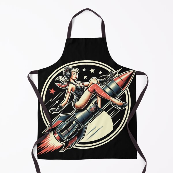 Item preview, woman on rocket retro pin up designed and sold by NEUMANN ArtWear Boutique.