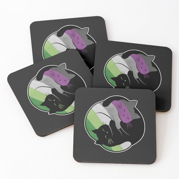 Item preview, Aroace Yin Yang Cat LGBT Asexual Aromantic Pride Flag designed and sold by Clara Hollins.