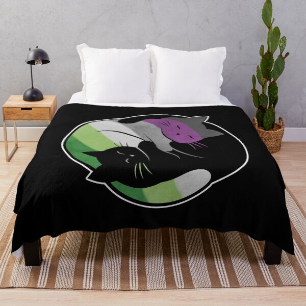 Item preview, Aroace Yin Yang Cat LGBT Asexual Aromantic Pride Flag designed and sold by Clara Hollins.