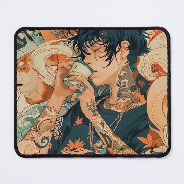 Item preview, Tattooed Boy and Whimsical Dogs: Coffee Pop Art Print designed and sold by 33wolvesdesigns.