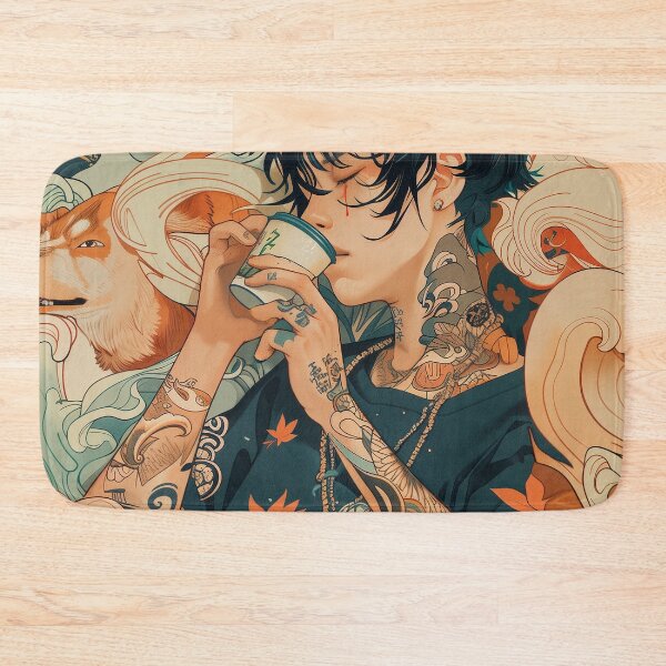 Item preview, Tattooed Boy and Whimsical Dogs: Coffee Pop Art Print designed and sold by 33wolvesdesigns.