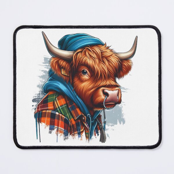 Item preview, Graffiti style highland cow in hipster clothes   designed and sold by Born-to-design.