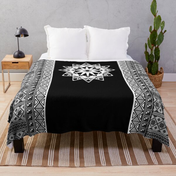 Item preview, black and white ethnic oriental pattern traditional design designed and sold by Bukhisz.