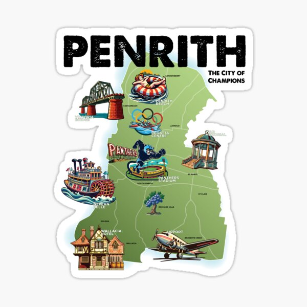 Penrith Landmarks Map - v2 Sticker