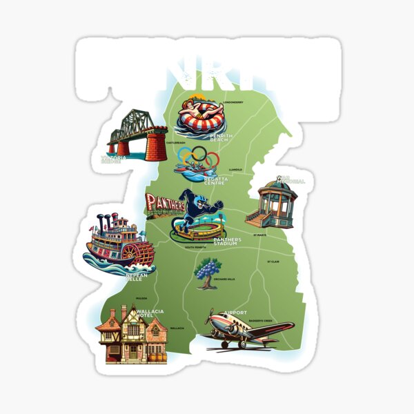 Penrith Landmarks Map - v1 Sticker