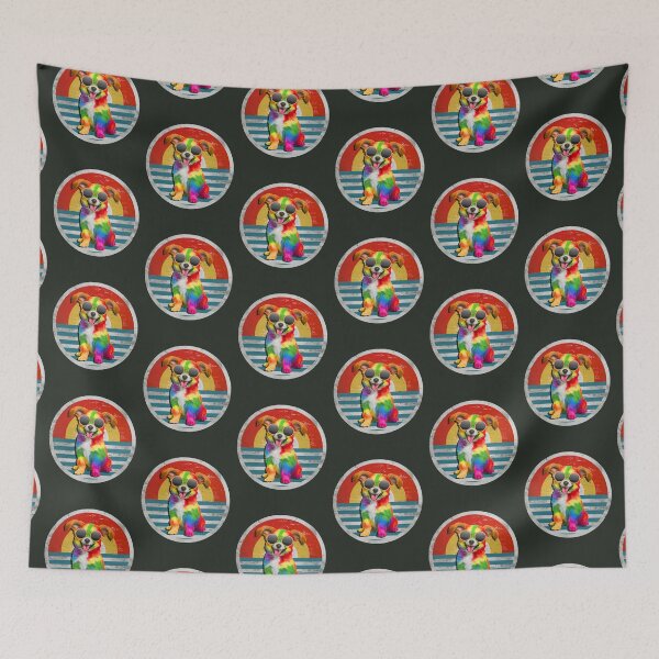 Item preview, Retro Vintage Aesthetic Hippie Style Dog designed and sold by tamdevo1.