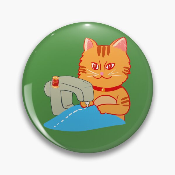 Item preview, Ginger cat sewing on a sewing machine designed and sold by BritishDelights.