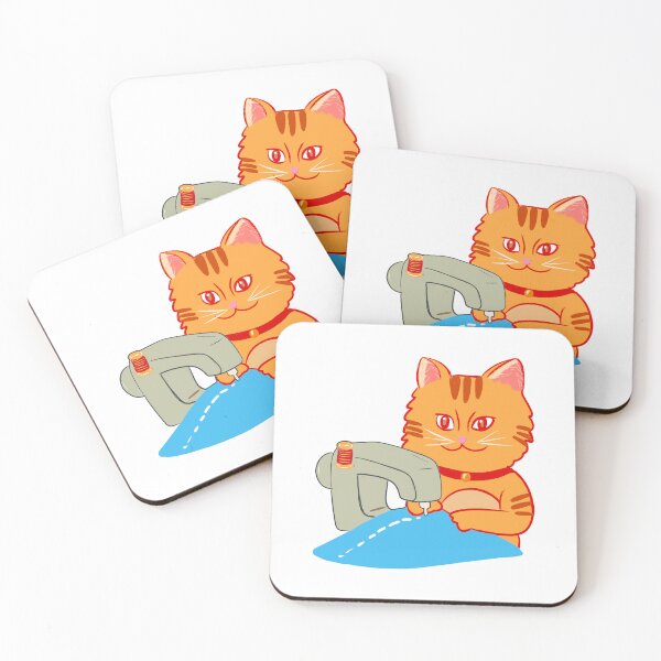 Item preview, Ginger cat sewing on a sewing machine designed and sold by BritishDelights.