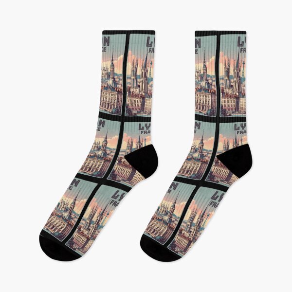 Item preview, Vintage retro Lyon France Landmarks Skyline. designed and sold by Unitepeople.