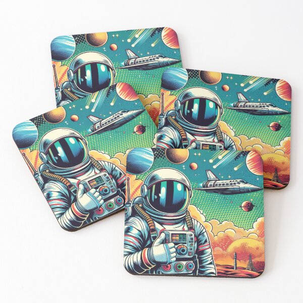 Item preview, Astronaut in Colorful Suit with Spaceship designed and sold by StickerStudio27.