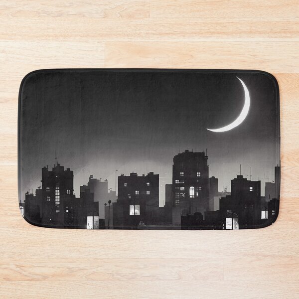 Item preview, Dark Atmospheric City At Moonlight With Light In The Windows designed and sold by WatermelonPink.