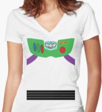 Buzz Lightyear Costume Front Women's Fitted V-Neck T-Shirt