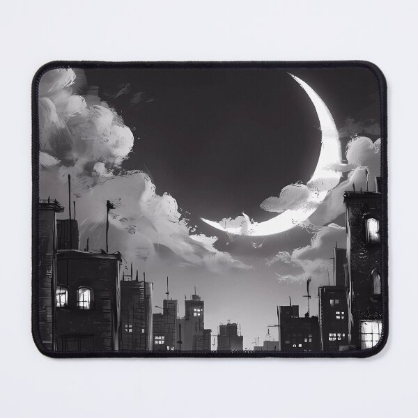 Item preview, Skyline At Night Novel Skyscraper Moon Illustration Monochrome designed and sold by WatermelonPink.