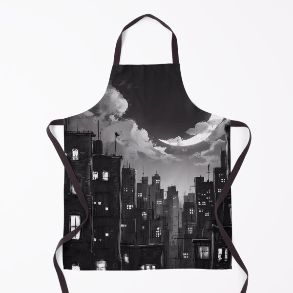 Item preview, Skyline At Night Novel Skyscraper Moon Illustration Monochrome designed and sold by WatermelonPink.