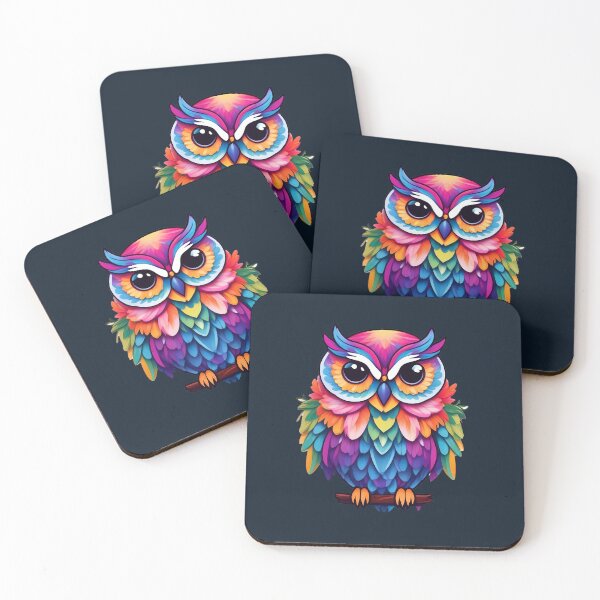 Item preview, rainbow majestic owl on a branch  designed and sold by Cosmicreations1.