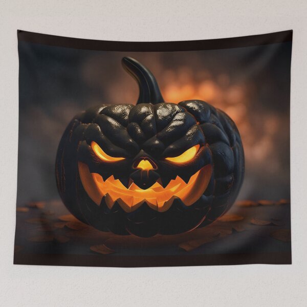 Item preview, Spooky carved Halloween pumpkin with black clouds designed and sold by primetimereign.