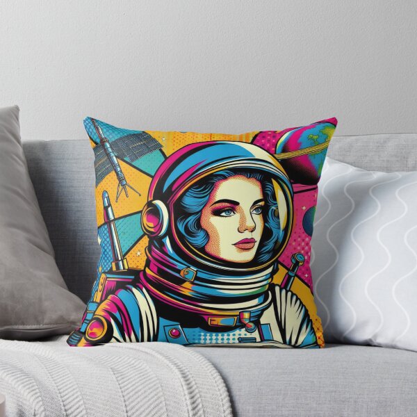 Artikelvorschau, Stellar Odyssee: Pop-Art-Astronaut mit Raumschiff entworfen und verkauft von StickerStudio27.