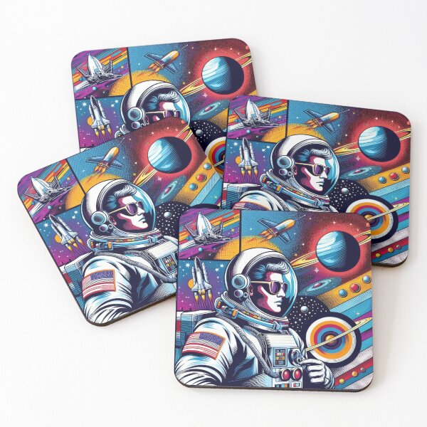 Item preview, Cosmic Pop Art Extravaganza: Astronaut with Spaceship designed and sold by StickerStudio27.