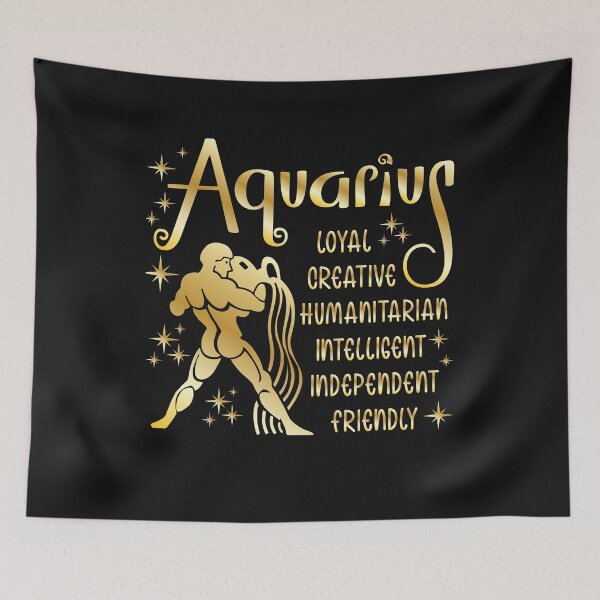 Item preview, Aquarius Astrology Horoscope Golden Zodiac Sign Illustration  designed and sold by LLdreams.