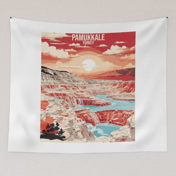 Item preview, Pamukkale Turkey Sunset Vintage Travel Poster designed and sold by TravelersGems.