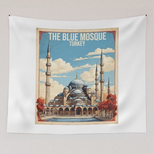 Item preview, The Blue Mosque Istanbul Turkey Sunset Vintage Travel Poster designed and sold by TravelersGems.