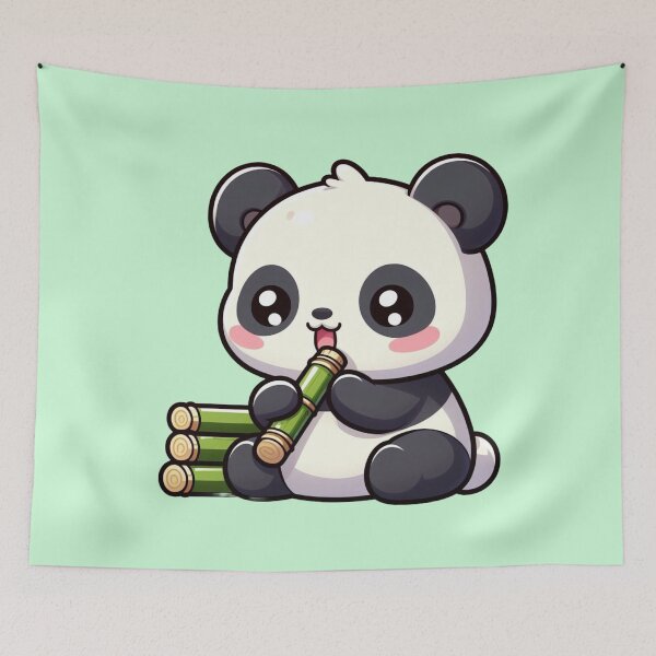 Item preview, Bamboo Bliss: Chibi Kawaii Panda's Snack Time designed and sold by TDKCustoms.