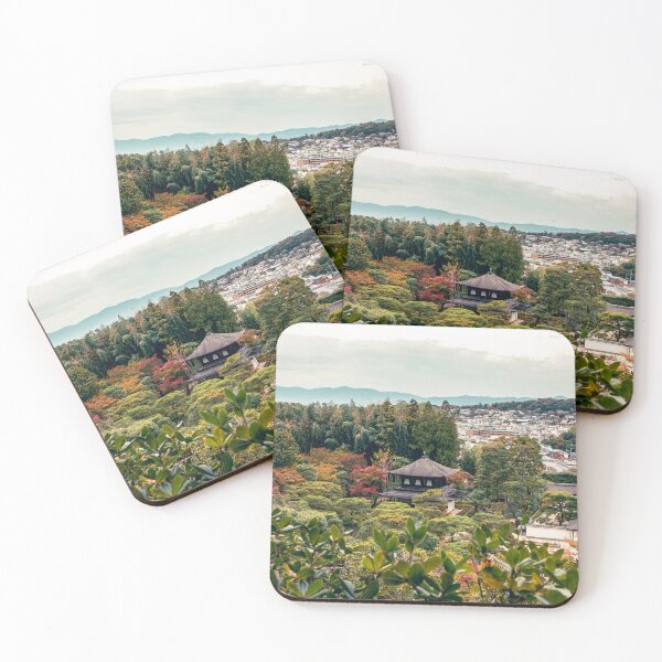 Item preview, Japanese Temple Nestled in Forest with City and Mountains designed and sold by Renee McShane.