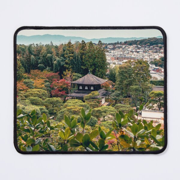 Item preview, Japanese Temple Nestled in Forest with City and Mountains designed and sold by Renee McShane.